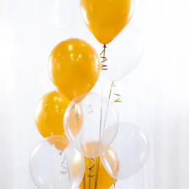 Ballongbukett Guld och Transparant