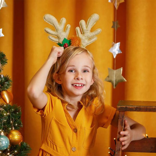 Guldglittrande Juldiadem med Renhorn
