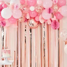 Ballonggirlang med Dekorationer Vit och Roséguld
