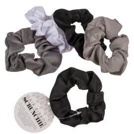 Scrunchie H&aring;rsnodd Gr&aring;/Vit/Svart