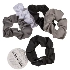Scrunchie H&aring;rsnodd Gr&aring;/Vit/Svart