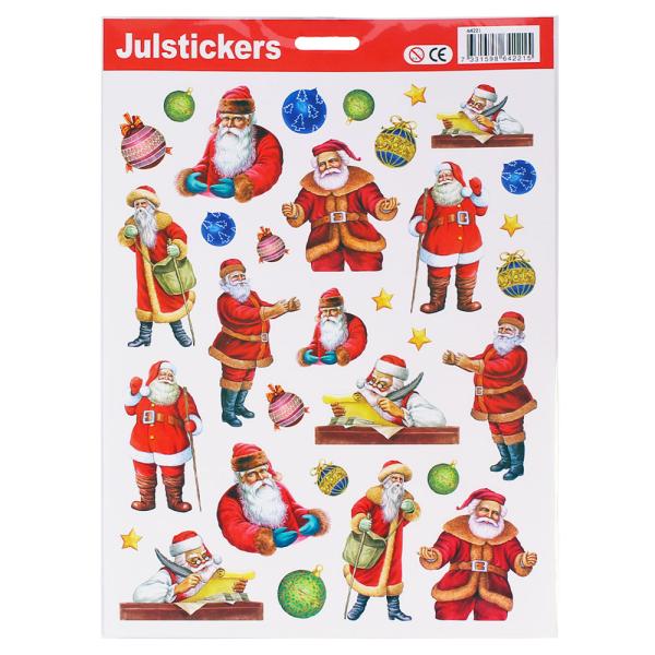 Julklistermärken Tomtar och Julgranskulor