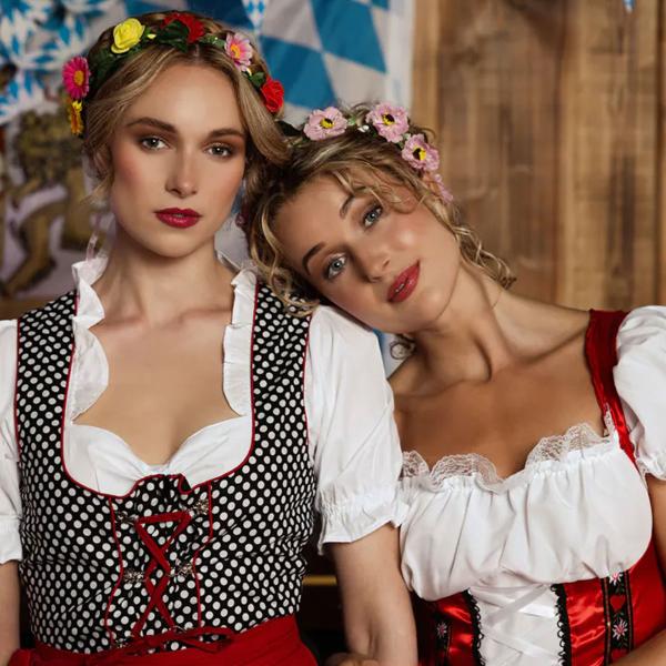 Oktoberfest Tyrolerklänning Vit/Röd/Svart
