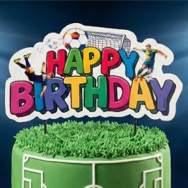 Happy Birthday Cake Topper Fotboll 16,5 cm