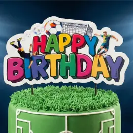 Happy Birthday Cake Topper Fotboll 16,5 cm