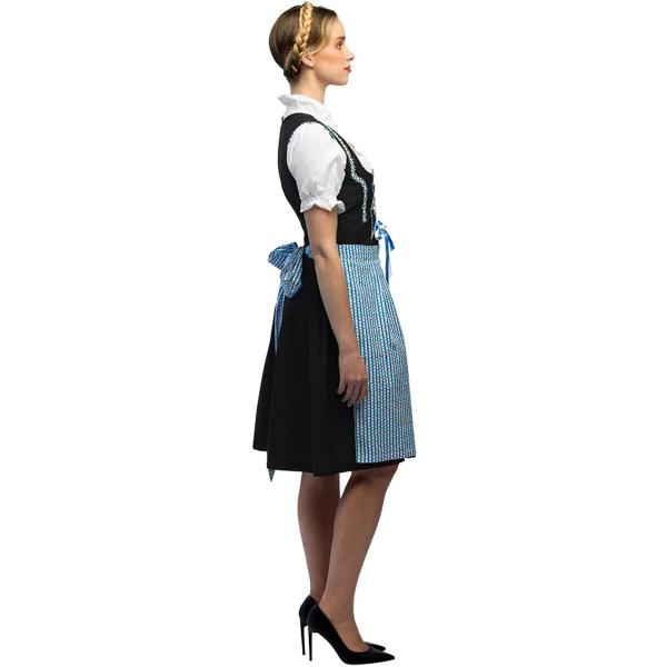 Oktoberfest Tyrolerklänning Blå/Svart/Vit