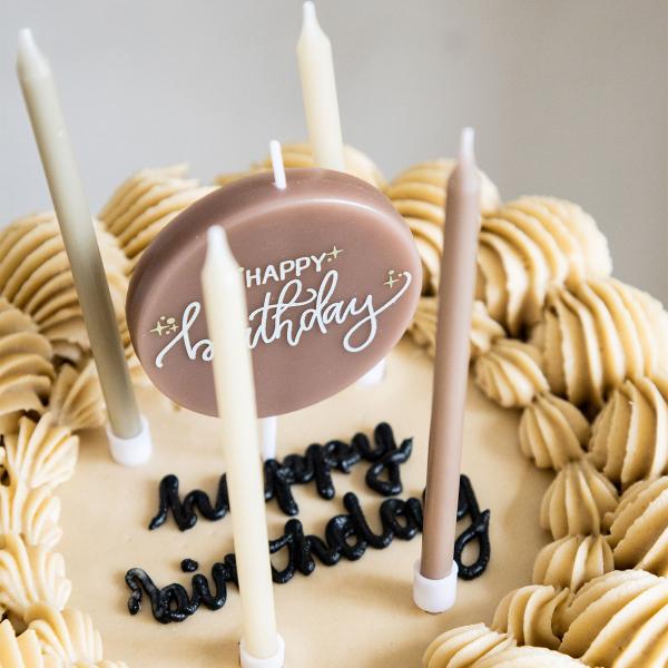 Tårtljus Happy Birthday Krämrosa/Grön/Krämgul 11-pack