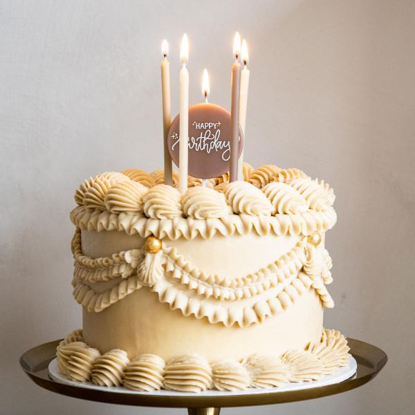 Tårtljus Happy Birthday Krämrosa/Grön/Krämgul 11-pack