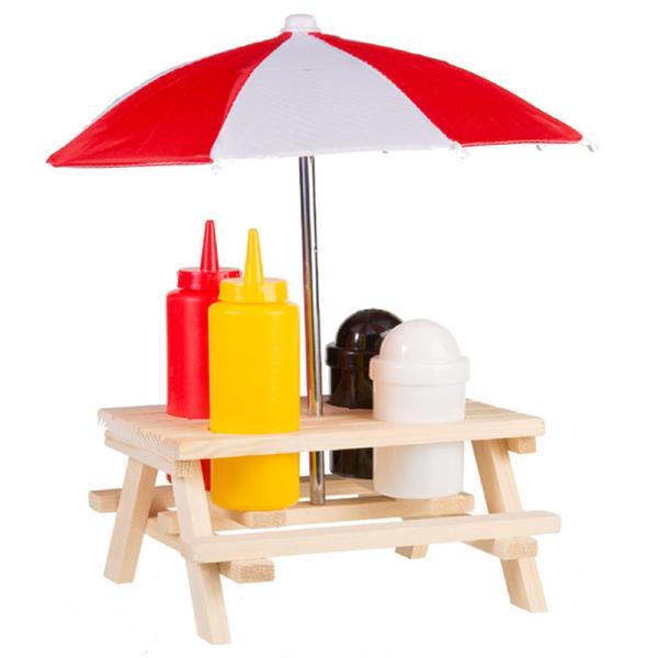 BBQ Kryddställ med Picknickbord och Parasoll