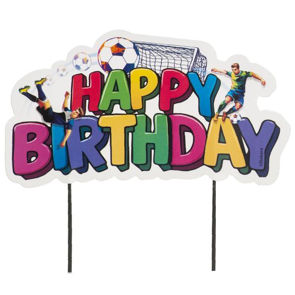Happy Birthday Cake Topper Fotboll 16,5 cm