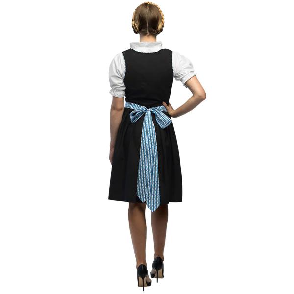 Oktoberfest Tyrolerklänning Blå/Svart/Vit