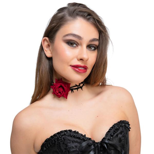 Choker Röd Ros & Taggar