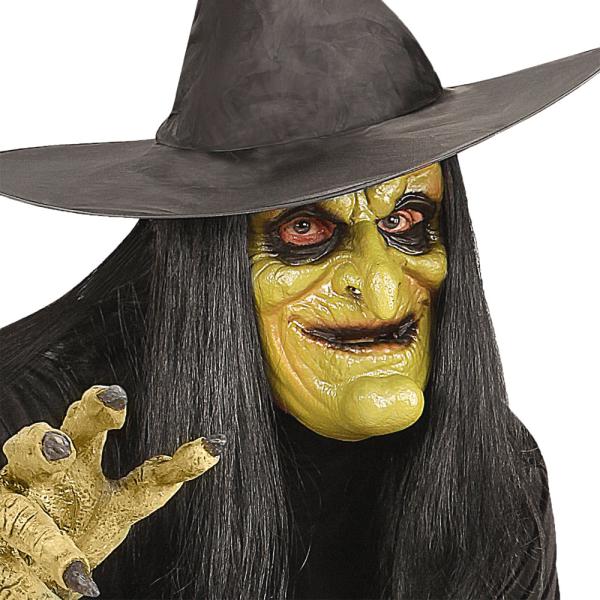 Grön Häxmask med Hår Barn