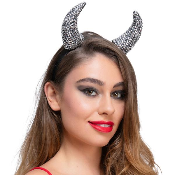Djävulshorn Diadem med Strass