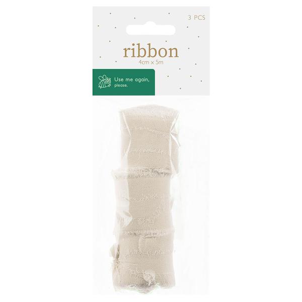 Chiffongband Ljusbeige 40 mm 3-pack