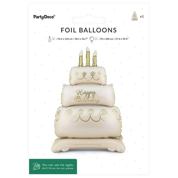 Folieballong Tårta Happy Birthday 70 x 100 cm