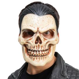 Latexmask D&ouml;dskalle med Svart H&aring;r