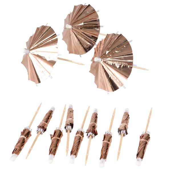 Partyparasoll Metallic Ljusrosa 10 cm 10-pack
