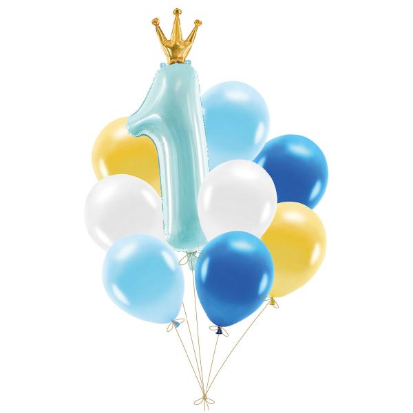 Ballongset 1 år Blå 9-pack