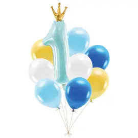 Ballongset 1 år Blå 9-pack