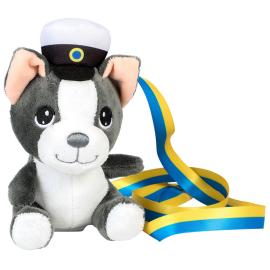 Studentnalle Hund Vit/M&ouml;rkgr&aring; 15 cm
