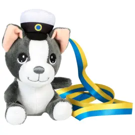 Studentnalle Hund Vit/M&ouml;rkgr&aring; 15 cm