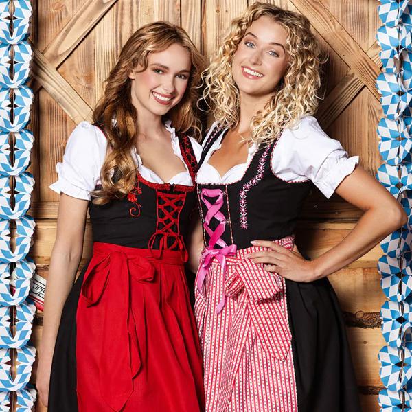 Oktoberfest Tyrolerklänning Röd/Svart/Vit