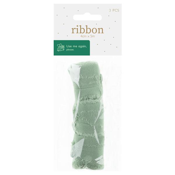 Chiffongband Pistagegrön 40 mm 3-pack