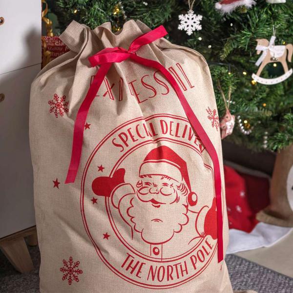 Jultomte Julklappssäck Jute