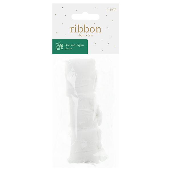 Chiffongband Vit 40 mm 3-pack