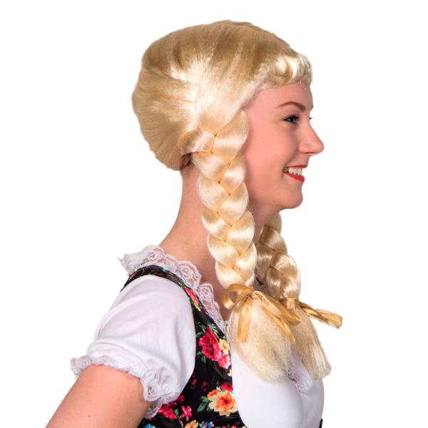 Blond Peruk med Flätor och Lugg
