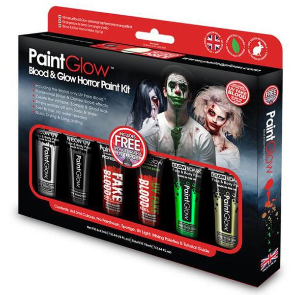 Blood and Glow Ansikts- och Kroppsfärg Horror Kit