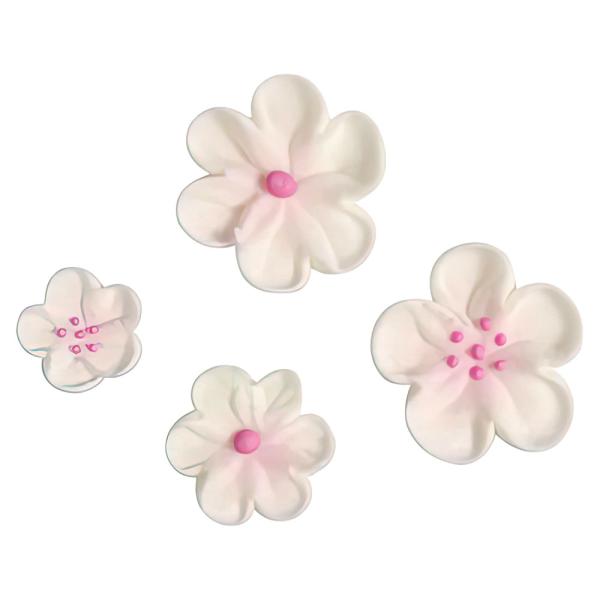 Sockerdekorationer Blommor Vit och Rosa