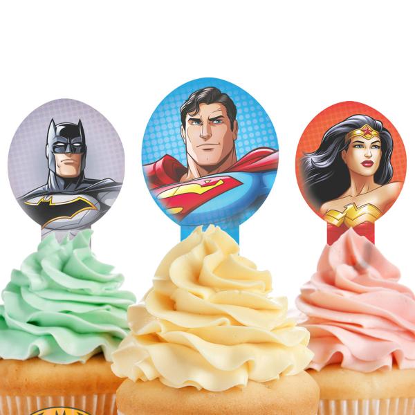 Justice League Ätbara Cupcake Dekorationer