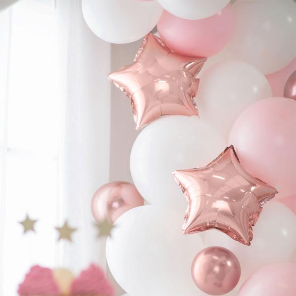 Folieballonger Stjärna Roséguld 25-pack