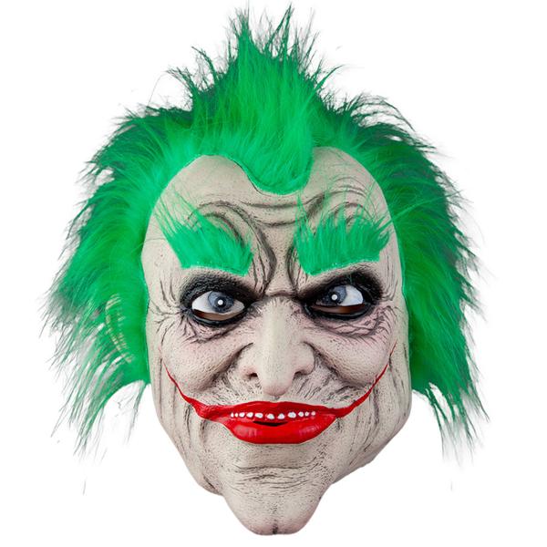 Latexmask Skräckclown med Grönt Hår
