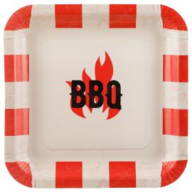 Kvadratiska Papperstallrikar BBQ 6-pack
