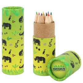 Djungel F&auml;rgpennor i Tub 8 cm 12-pack