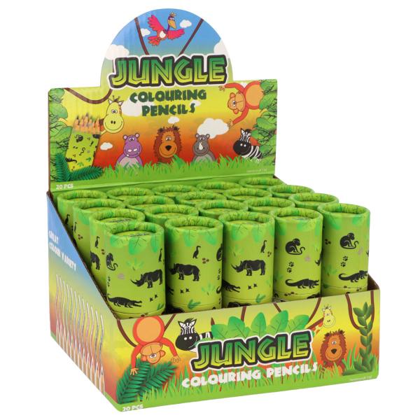 Djungel Färgpennor i Tub 8 cm 12-pack