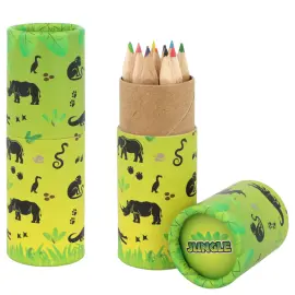 Djungel F&auml;rgpennor i Tub 8 cm 12-pack