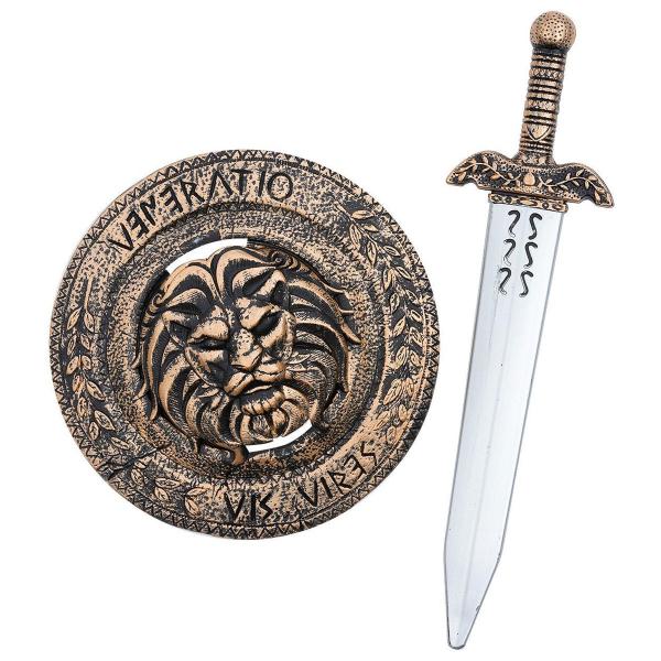Gladiator Svärd & Sköld med Lejonmotiv