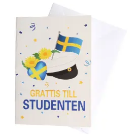 Kort med Kuvert Grattis Till Studenten 17 x 12 cm