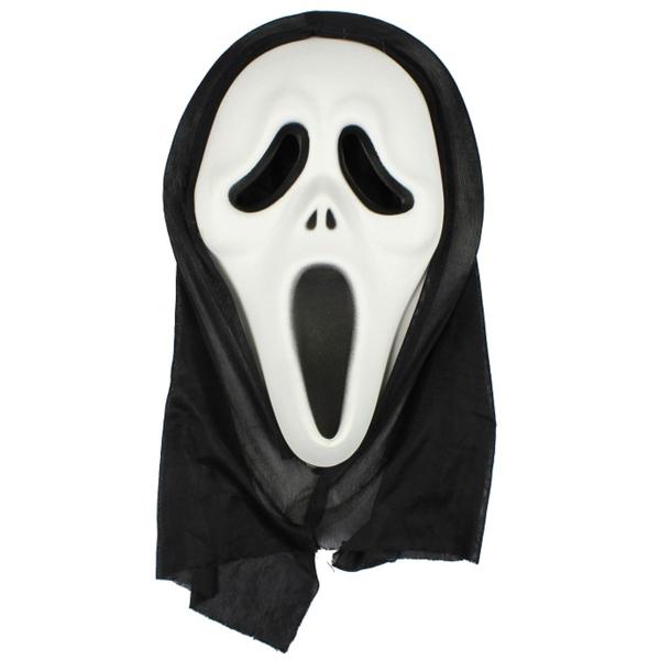 Skräckmask med Huva Vit/Svart