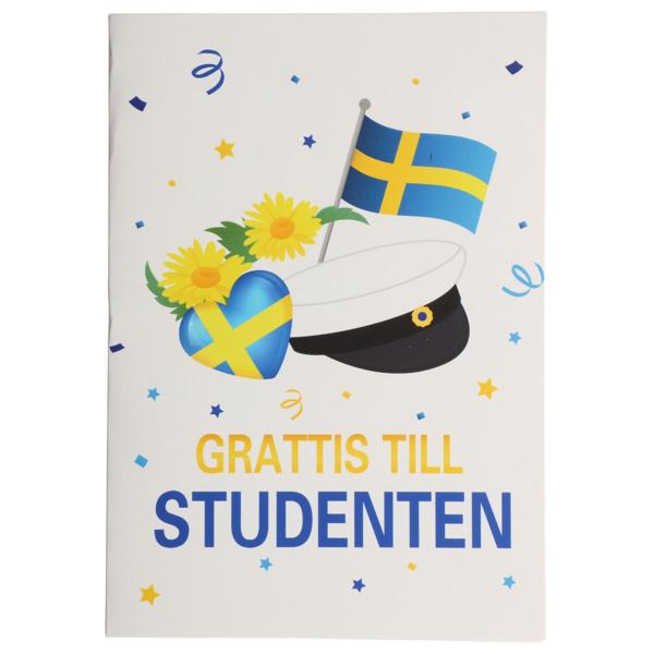 Kort med Kuvert Grattis Till Studenten 17 x 12 cm
