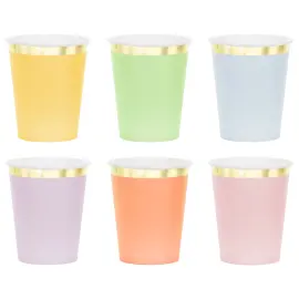 Pappersmuggar Färgmix med Guldkant 6-pack