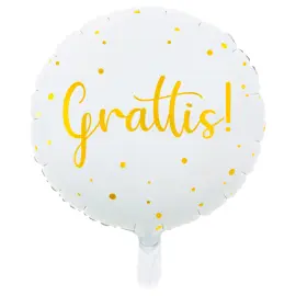 Grattis Folieballong Guld & Vit