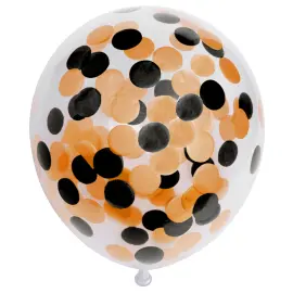 Svarta/Orangea Konfettiballonger 6-pack