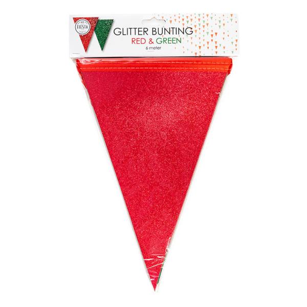 Glittrig Flaggirlang Röd och Grön