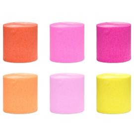 Kräppapper Rosa/Orange/Gul 6-pack