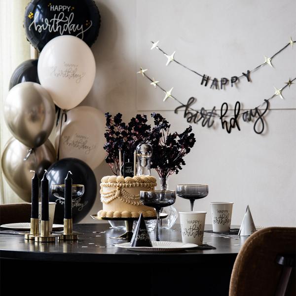 Bokstavsgirlang Happy Birthday Svart